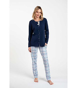 Памучна дамска пижама в сини нюанси Emilly снимка