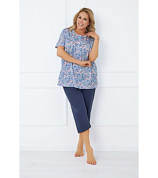 Дамска памучна пижама в синьо Facelia снимка