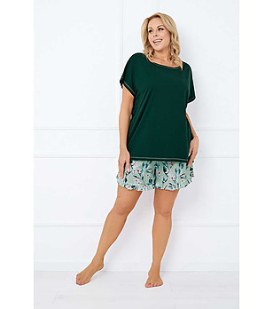 Дамска лятна памучна пижама в зелено Florisa снимка