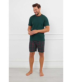 Памучна мъжка лятна пижама в зелено Fogo  снимка