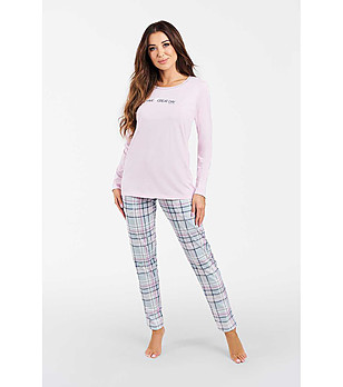 Дамска пижама в светлорозово и светлосиньо Glamour снимка