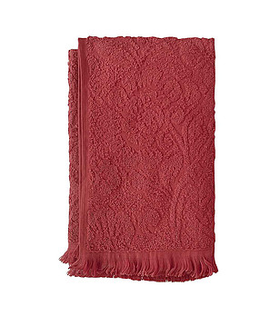 Хавлиена кърпа с ресни Katy в червено 40х60 см снимка