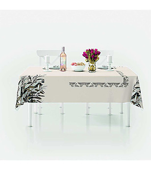 Покривка в екрю с принт маслини 140х240 см снимка