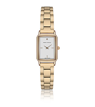 Дамски розовозлатист часовник с бял циферблат снимка