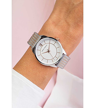 Дамски часовник в сребристо и розовозлатисто снимка