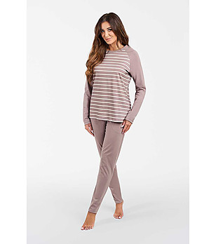 Дамска памучна пижама в цвят мока Oda снимка