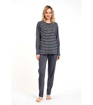 Дамска памучна пижама в цвят графит Oda снимка