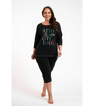 Черна дамска памучна пижама Olza снимка