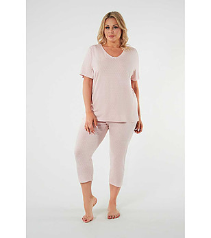 Дамска пижама в цвят пудра с клин Puntini снимка