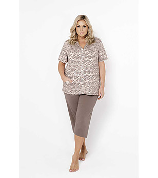 Памучна дамска пижама в цвят мока Ramira снимка