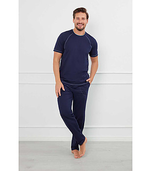 Памучна мъжка тъмносиня пижама Salomon  снимка