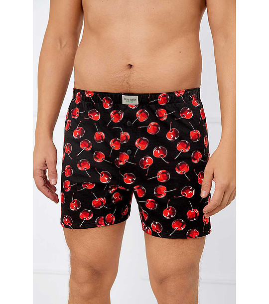 Памучни черни мъжки боксерки с принт Cherry снимка