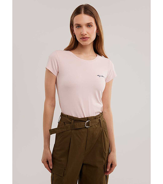 Памучна дамска тениска в цвят пудра Irsera снимка