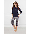 Памучна дамска пижама в тъмносиньо Dona-1 снимка
