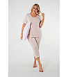 Дамска пижама в цвят пудра с клин Puntini-4 снимка