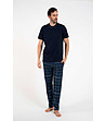 Мъжка тъмносиня памучна пижама Ruben -2 снимка