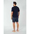 Тъмносиня мъжка памучна лятна пижама Ruben -1 снимка