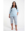 Светлосиня дамска памучна пижама Salli-3 снимка