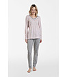 Дамска памучна пижама в светлорозово и сиво Simona -1 снимка