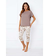 Памучна дамска пижама в мока и екрю Solita-2 снимка
