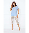 Памучна дамска пижама в синьо и екрю Solita-1 снимка