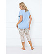 Памучна дамска пижама в синьо и екрю Solita-2 снимка
