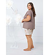 Дамска лятна памучна пижама в мока и бежово Solita-2 снимка