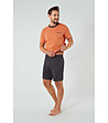 Мъжка памучна пижама в оранжево и графит Stefano-2 снимка