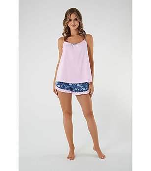 Памучна лятна пижама в розово и синьо Tulip снимка