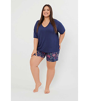 Памучна дамска пижама в тъмносиньо Wista  снимка