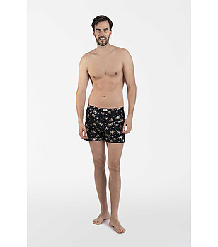 Памучни мъжки черни боксерки с принт Zermat снимка