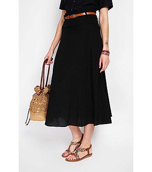 Черен пола от памук и лен снимка