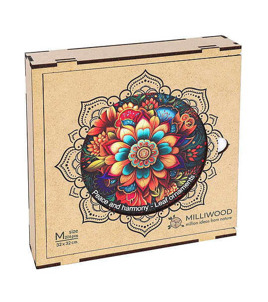 Дървен пъзел Peace and Harmony 206 части Мандала Листа снимка