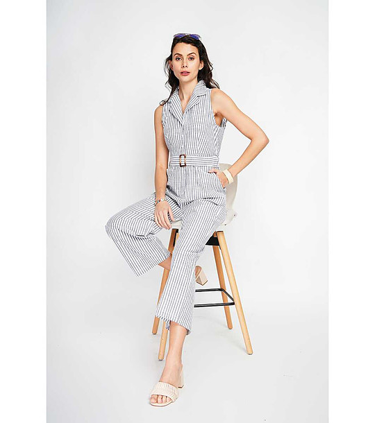 Дамски гащеризон на райе в бяло и черно Oliana снимка