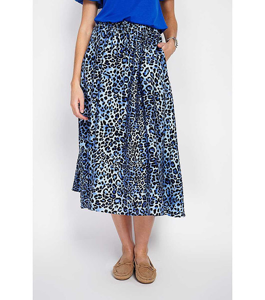 Миди пола с леопардов принт в синьо снимка