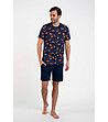 Мъжка памучна тъмносиня пижама с принт Witalis-2 снимка