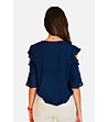 Тъмносиня дамска блуза с нестандартни ръкави-3 снимка
