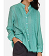 Зелена ленена дамска риза с нервюри Albana-2 снимка