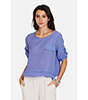 Ленена синя дамска блуза Mireille-1 снимка