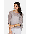 Ленена дамска блуза в цвят таупе Mireille-1 снимка