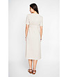 Рокля в светла пудра с миди дължина от лен и памук-3 снимка