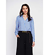 Синя дамска блуза на райе Lamilia-4 снимка