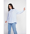 Светлосиня дамска риза от памук и лен Karra-1 снимка