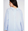 Светлосиня дамска риза от памук и лен Karra-3 снимка