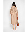 Рокля в цвят камел с лен-3 снимка