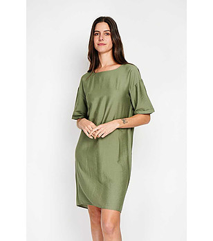 Рокля в цвят каки с копчета снимка