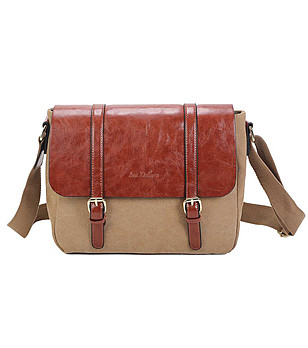 Дамска текстилна чанта в кафяво и цвят коняк Alva снимка