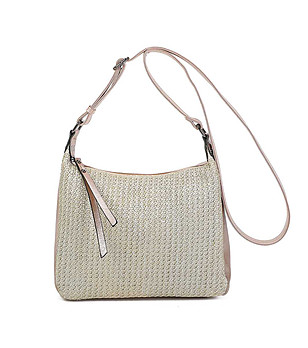 Дамска чанта в цвят шампанско и бежово Irmina снимка