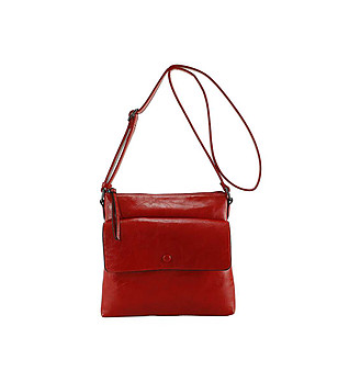 Дамска червена чанта през рамо Karimа снимка