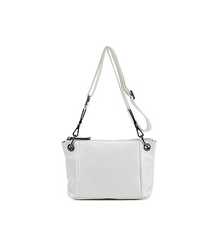 Бяла дамска чанта с презрамка Sanom снимка